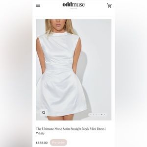 The Ultimate Muse Satin Straight Neck Mini Dress | White